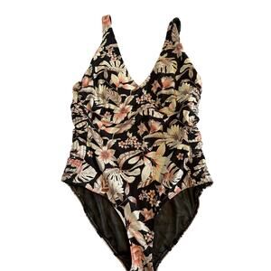 Sea Level Swim Australia Women's Plus 16 Beach Floral Smocked One Piece Swimsuit